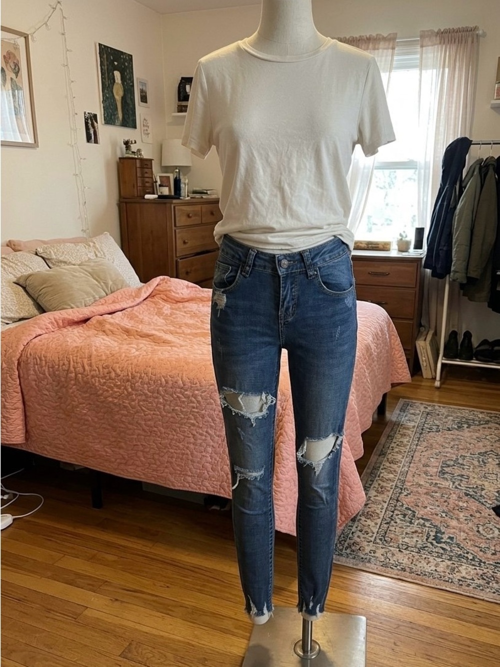 True Religion Dark Blue Distressed Boot Cut Jeans